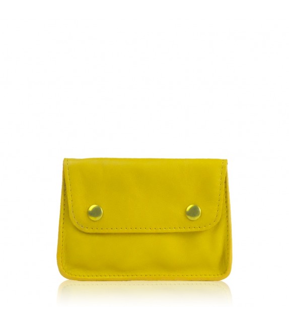 Pochette Vintage - Jaune - 100% Cuir