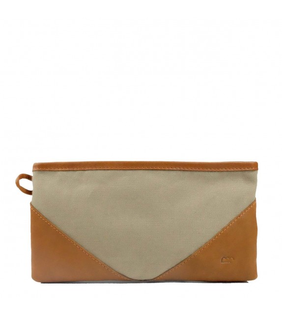 Pochette HOBO L - Noisette - Toile et Cuir - Femme - Petite maroquinerie