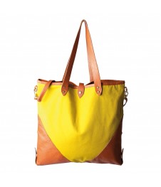 MAMIX - Sac HOBO XL - Moutarde - Toile et Cuir